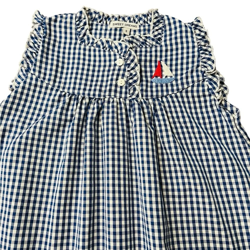 Sweet Dreams Checkered Nightgown - Navy and White Size Girls 8